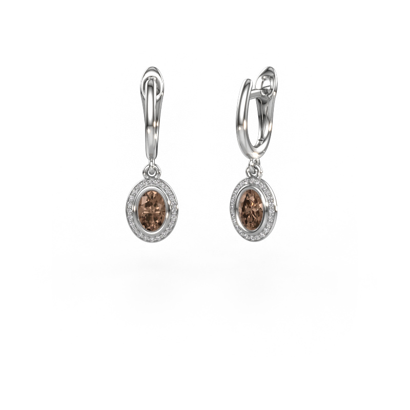 Image of Drop earrings Noud OVL 585 white gold Brown diamond 0.92 crt