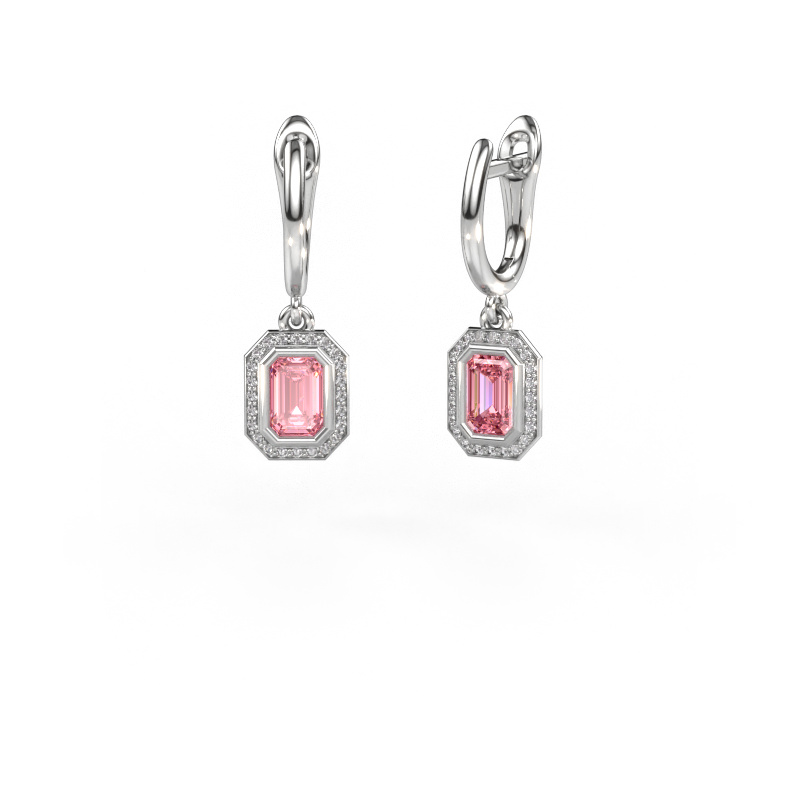 Image de Pendants d'oreilles Noud EME 950 platine Diamant synthétique roze 6x4 mm