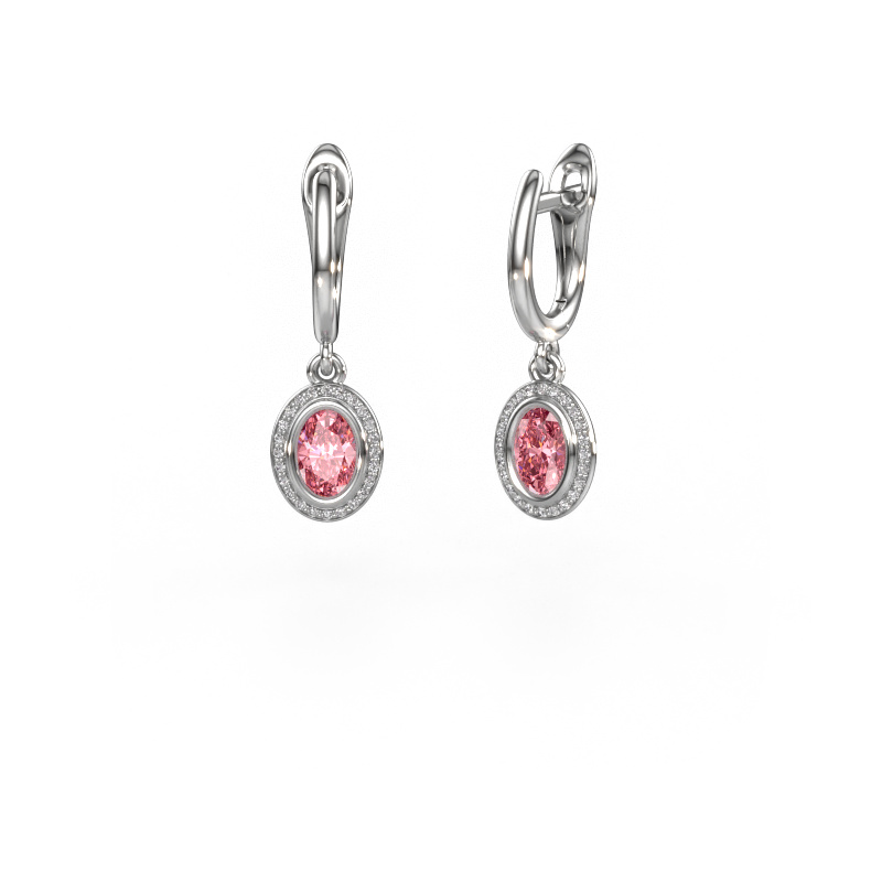 Bild von Ohrhänger Noud OVL 950 Platin Rosa Labordiamant 6x4 mm