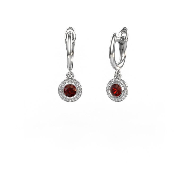 Image de Pendants d'oreilles Noud RND 950 platine Grenat 4 mm