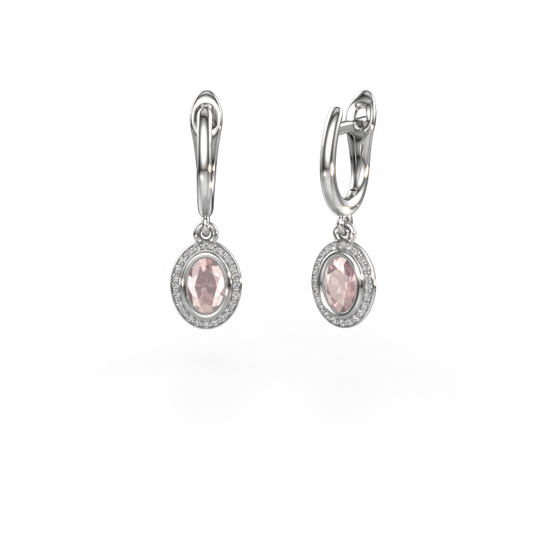 Image of Drop earrings Noud OVL 950 platinum Morganite champagne 6x4 mm