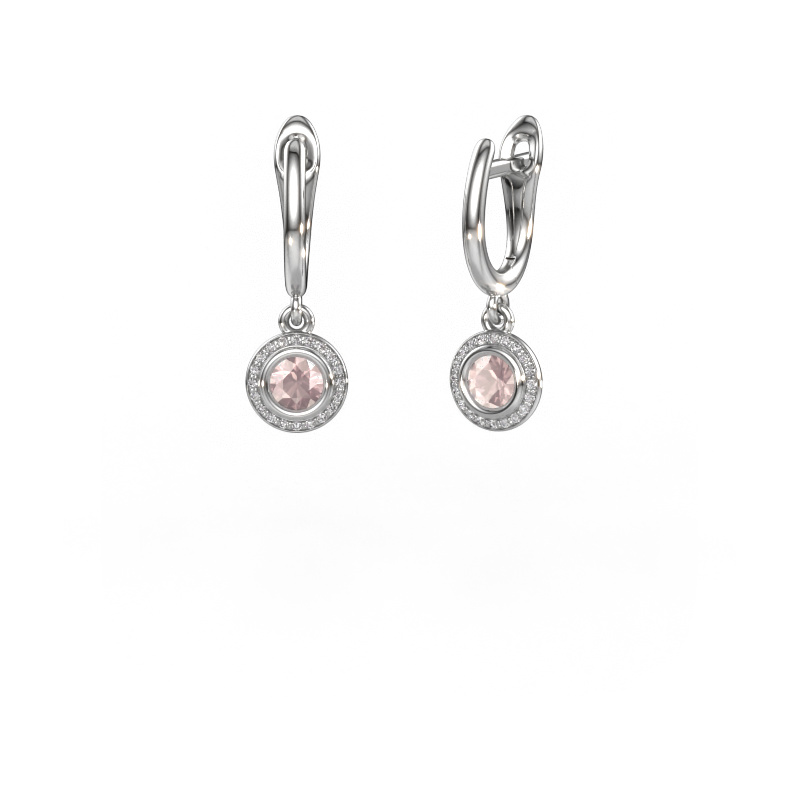 Image of Drop earrings Noud RND 950 platinum Morganite champagne 4 mm
