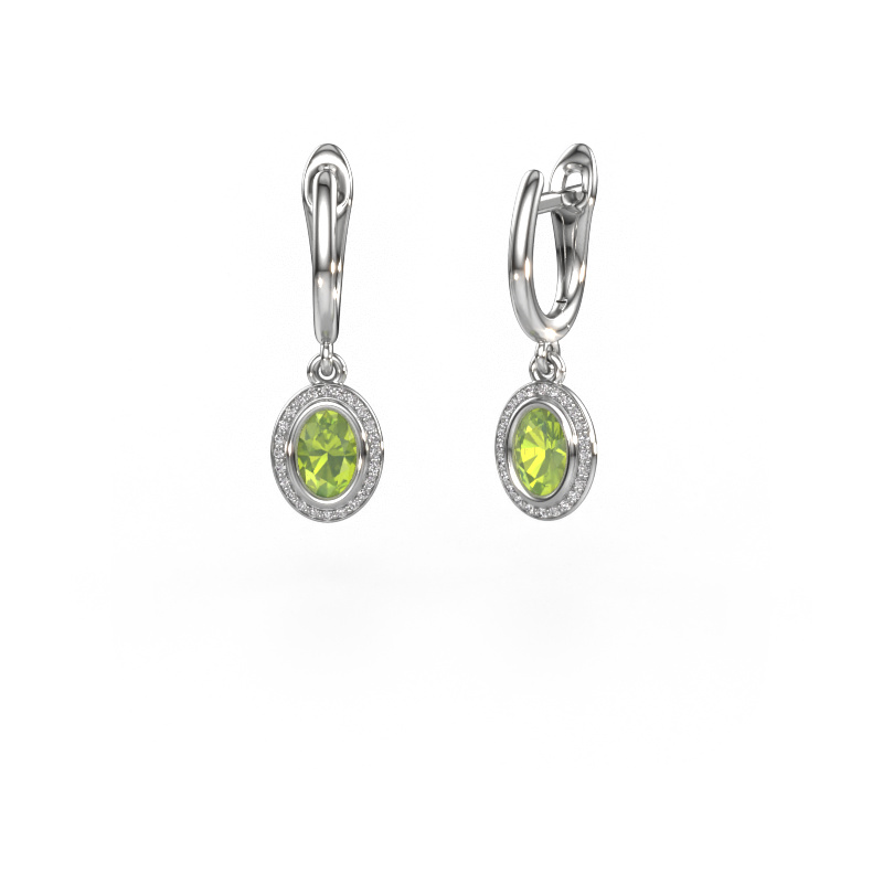 Bild von Ohrhänger Noud OVL 585 Weißgold Peridot 6x4 mm