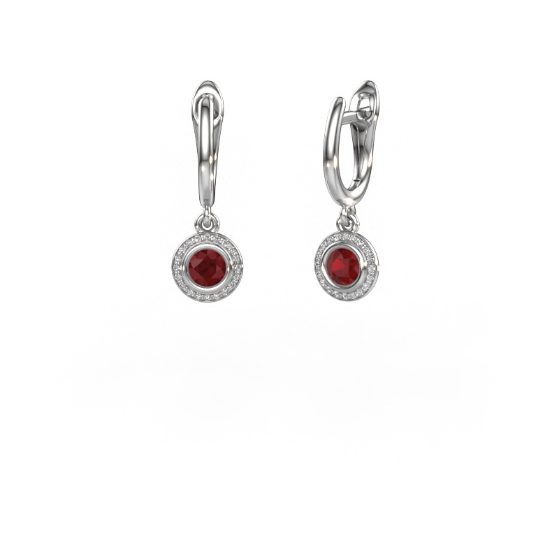 Image of Drop earrings Noud RND 950 platinum Ruby 4 mm