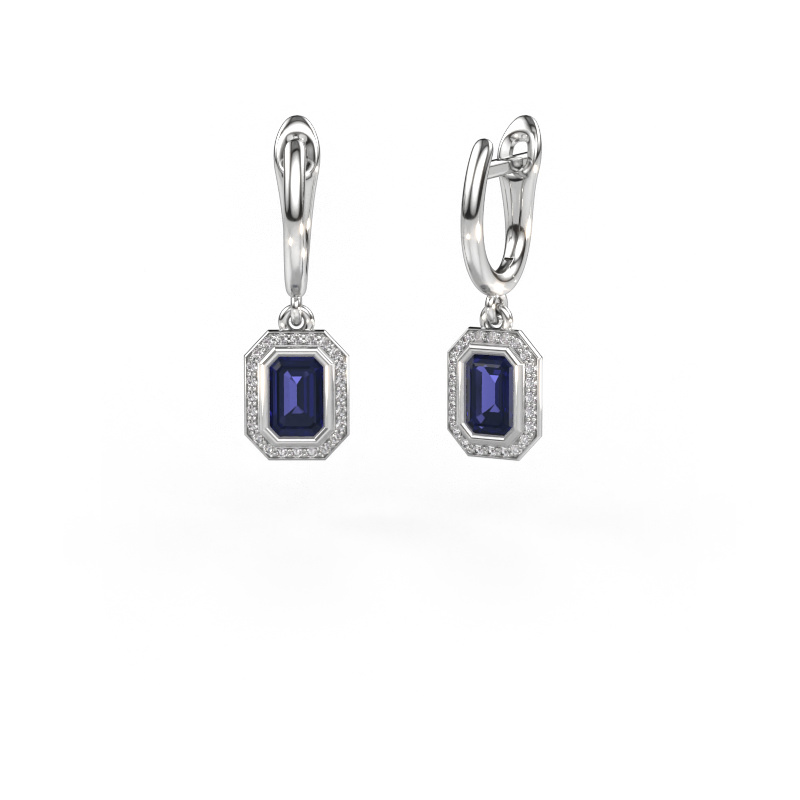 Image of Drop earrings Noud EME 585 white gold Sapphire 6x4 mm