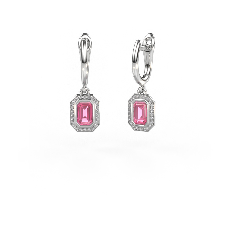 Image of Drop earrings Noud EME 950 platinum Pink sapphire 6x4 mm