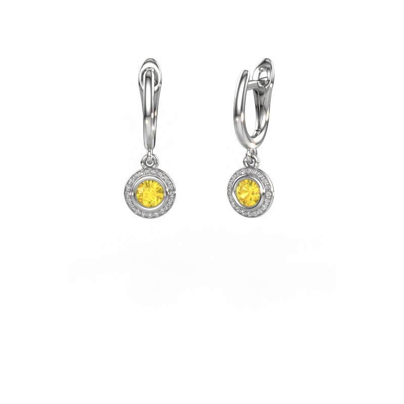 Image de Pendants d'oreilles Noud RND 950 platine Saphir jaune 4 mm