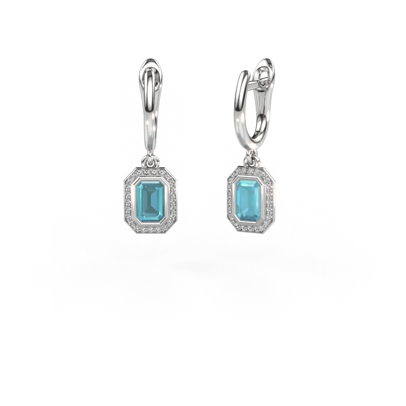 Bild von Ohrhänger Noud EME 585 Weißgold Blau Topas 6x4 mm