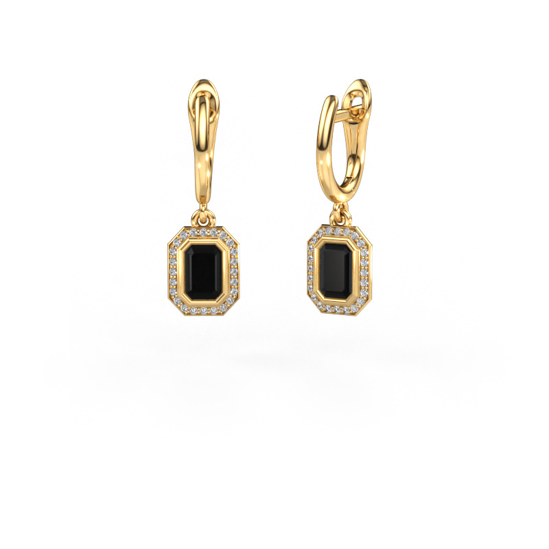 Image of Drop earrings Noud EME 585 gold Black diamond 1.872 crt