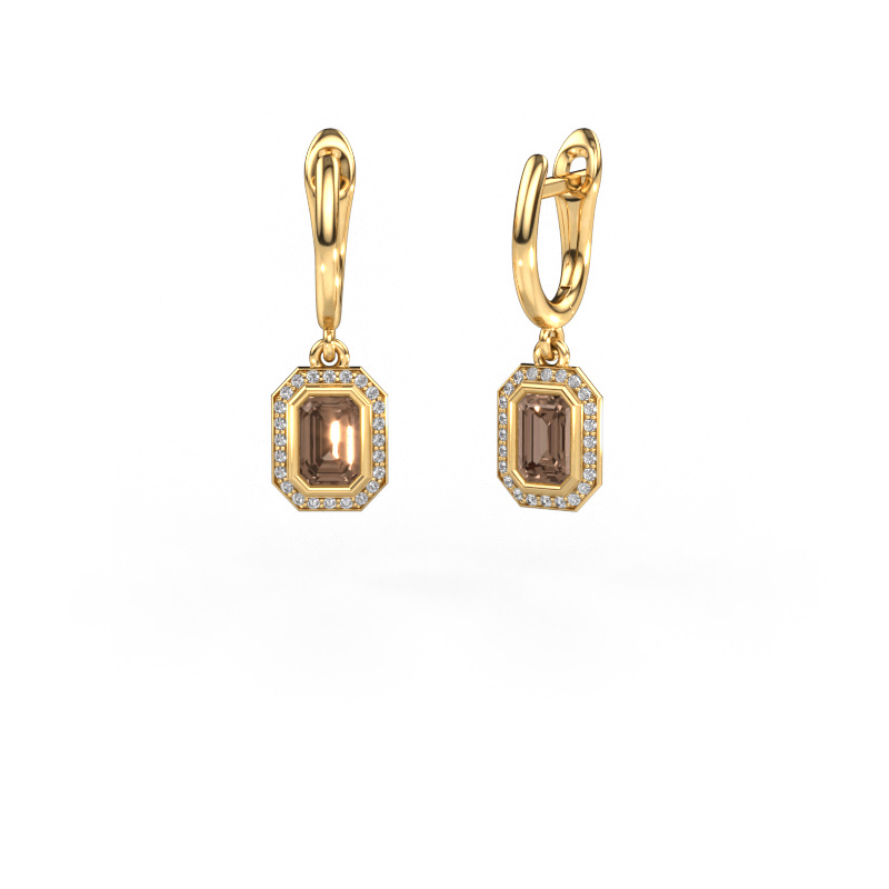 Image of Drop earrings Noud EME 585 gold Brown diamond 1.592 crt