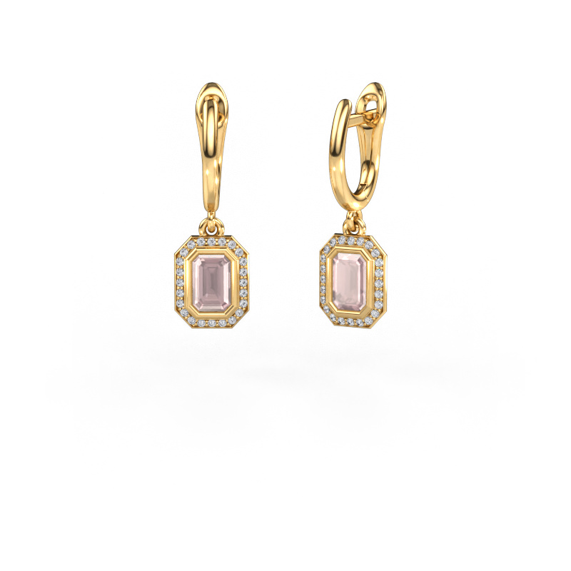 Image of Drop earrings Noud EME 585 gold Morganite champagne 6x4 mm