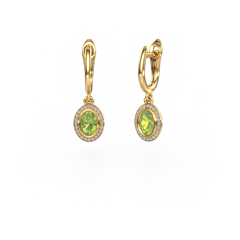 Bild von Ohrhänger Noud OVL 585 Gold Peridot 6x4 mm