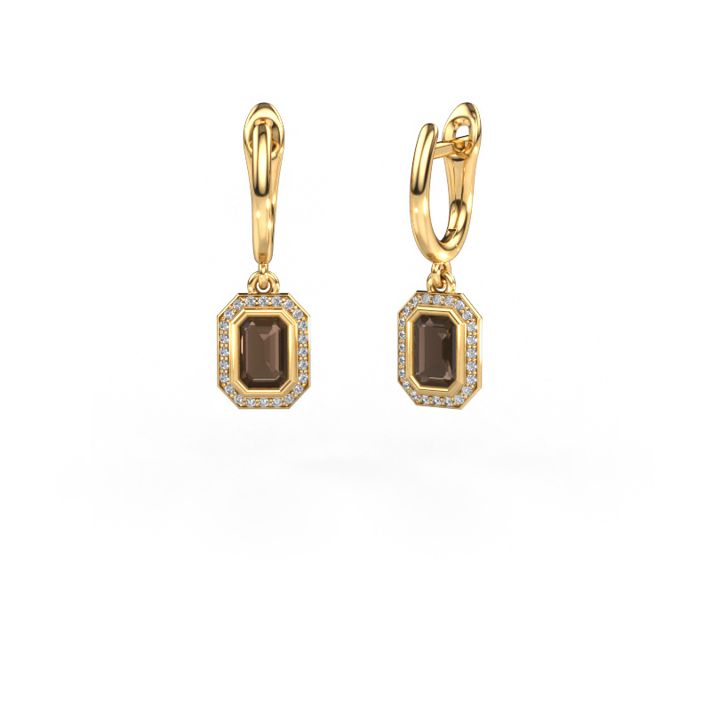 Bild von Ohrhänger Noud EME 585 Gold Rauchquarz 6x4 mm