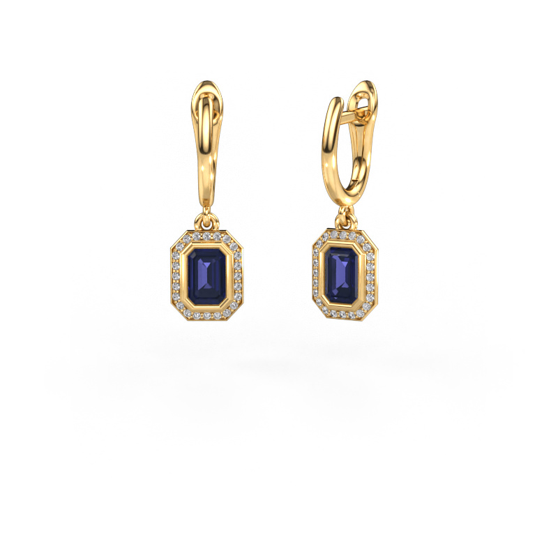 Image of Drop earrings Noud EME 585 gold Sapphire 6x4 mm