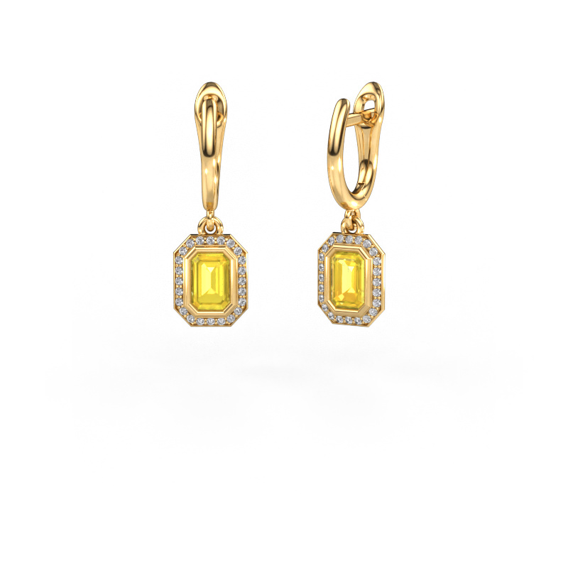Image de Pendants d'oreilles Noud EME 585 or jaune Saphir jaune 6x4 mm