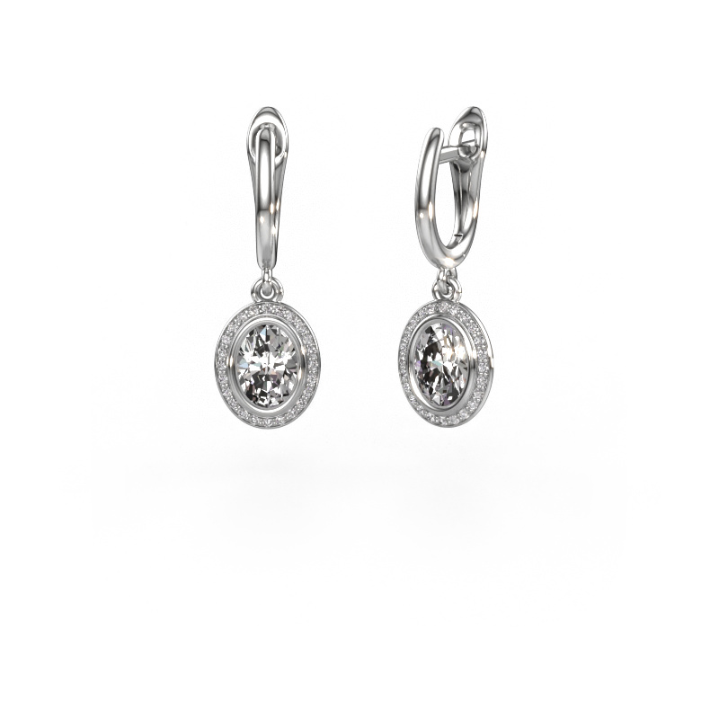 Image de Pendants d'oreilles Noud OVL 585 or blanc Diamant 1.592 crt