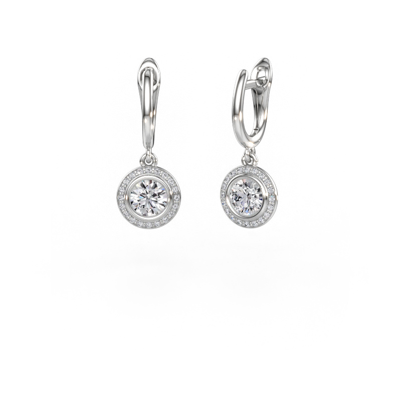 Immagine di Orecchini pendenti Noud RND 585 oro bianco Diamante 1.600 crt