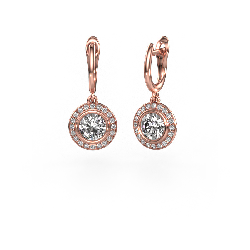 Image de Pendants d'oreilles Noud RND 585 or rose Diamant 2.40 crt