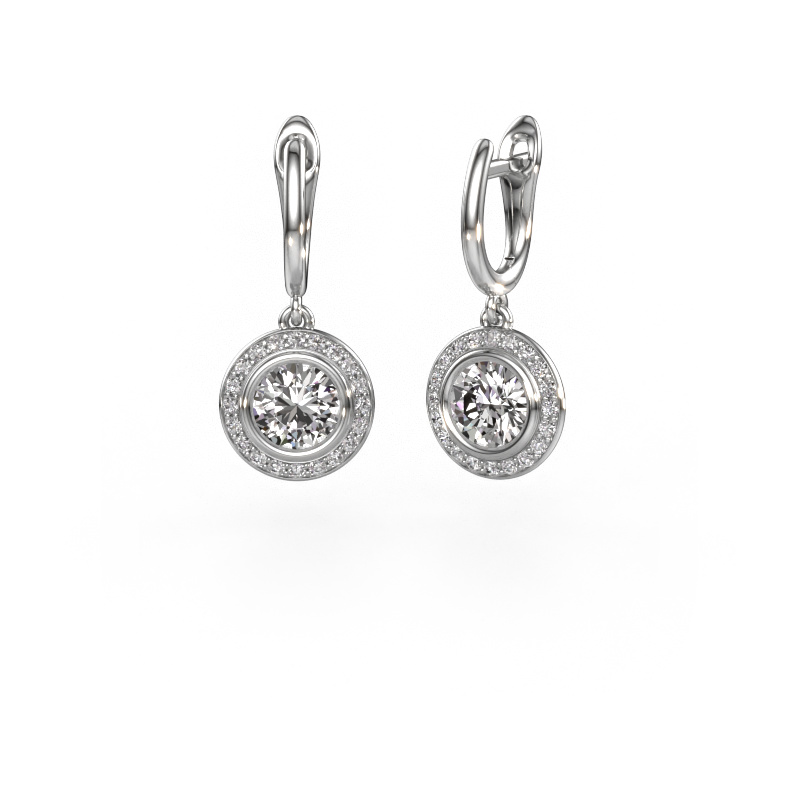 Image of Drop earrings Noud RND 950 platinum Diamond 2.40 crt