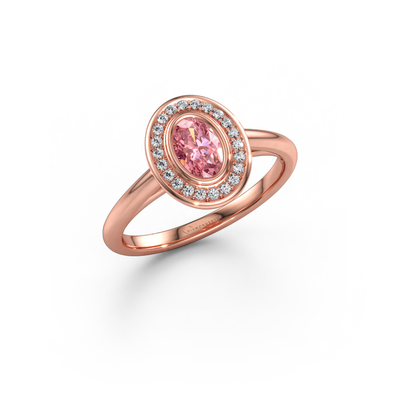 Image of Engagement ring Noud 1 OVL 585 rose gold Pink lab grown diamond 6x4 mm