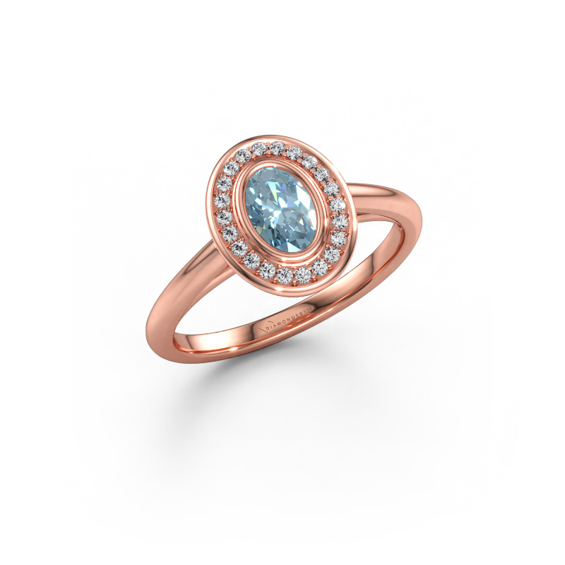Immagine di Anello di fidanzamento Noud 1 OVL 585 oro rosa Diamante lab grown blu 6x4 mm