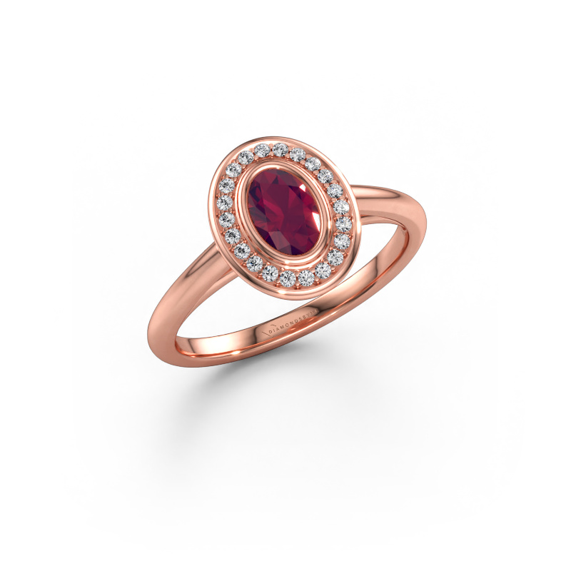 Immagine di Anello di fidanzamento Noud 1 OVL 585 oro rosa Rodolite 6x4 mm