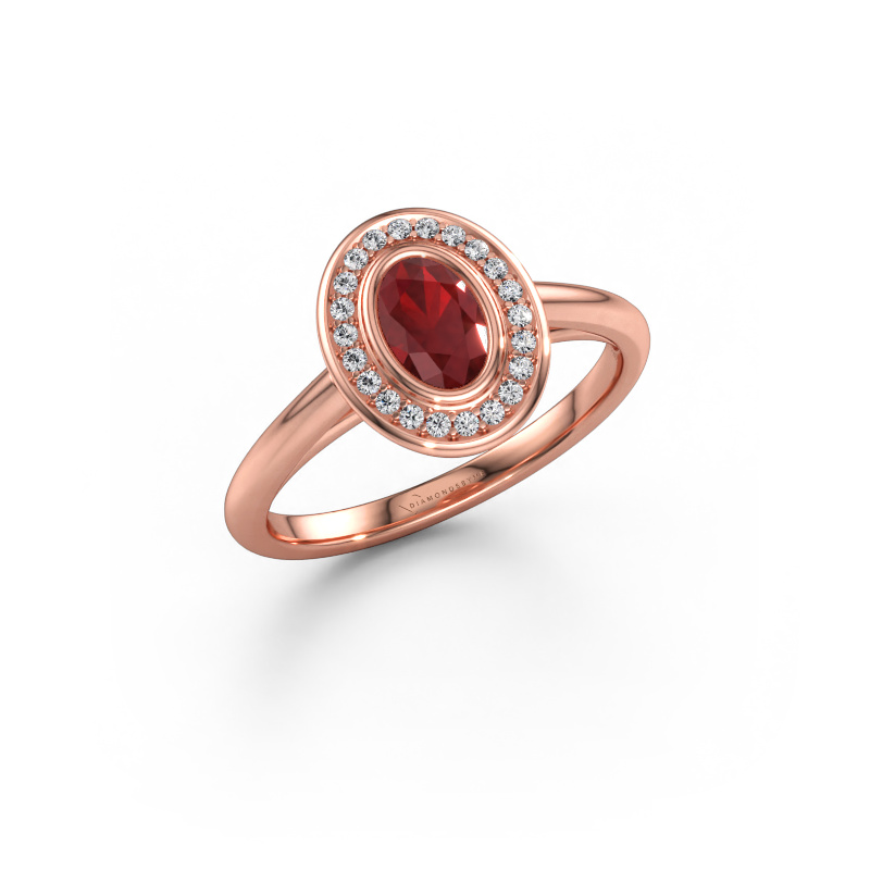 Immagine di Anello di fidanzamento Noud 1 OVL 585 oro rosa Rubino 6x4 mm
