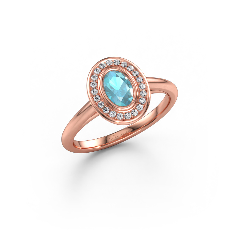 Immagine di Anello di fidanzamento Noud 1 OVL 585 oro rosa Topazio blu 6x4 mm