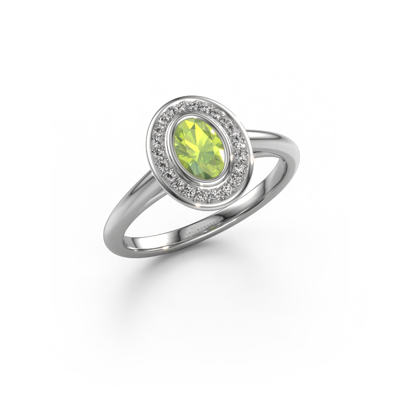 Bild von Verlobungsring Noud 1 OVL 950 Platin Peridot 6x4 mm
