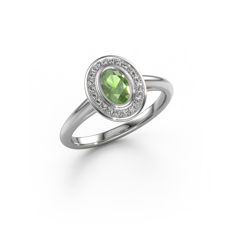 Image of Engagement ring Noud 1 OVL 950 platinum Tourmaline green 6x4 mm