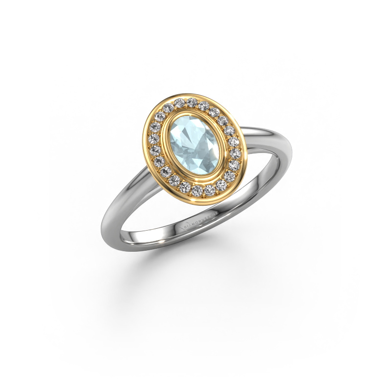 Image of Engagement ring Noud 1 OVL 585 white gold Aquamarine 6x4 mm