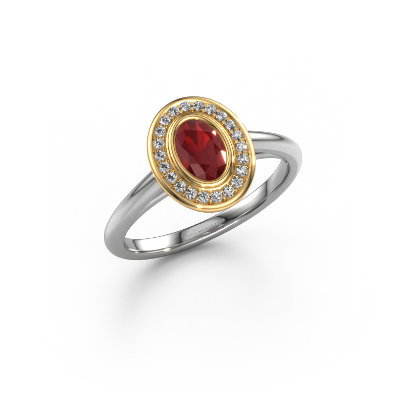 Image de Bague de fiançailles Noud 1 OVL 585 or blanc Rubis 6x4 mm