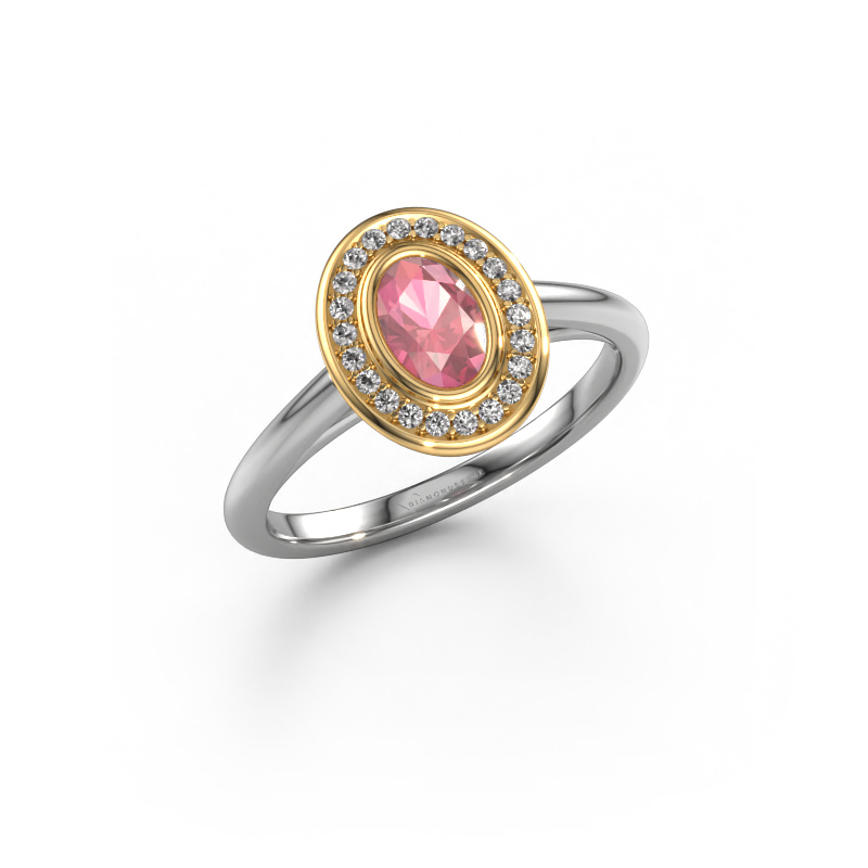 Image de Bague de fiançailles Noud 1 OVL 585 or blanc Rose tourmaline 6x4 mm