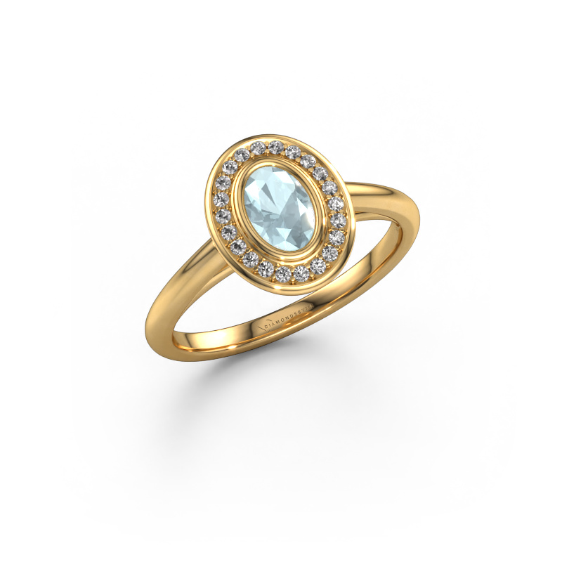 Image de Bague de fiançailles Noud 1 OVL 585 or jaune Aigue-marine 6x4 mm