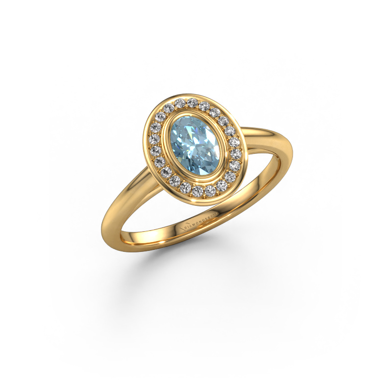 Image de Bague de fiançailles Noud 1 OVL 585 or jaune Diamant synthétique bleu 6x4 mm