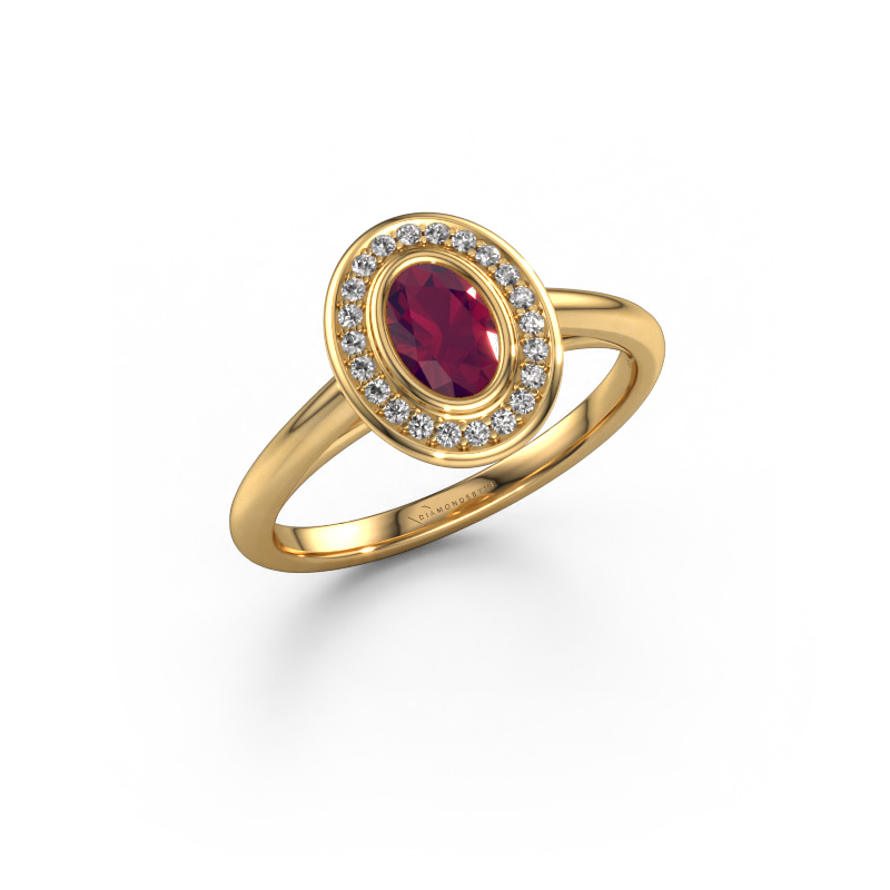 Image de Bague de fiançailles Noud 1 OVL 585 or jaune Rhodolite 6x4 mm