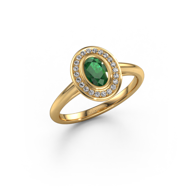 Image of Engagement ring Noud 1 OVL 585 gold Emerald 6x4 mm