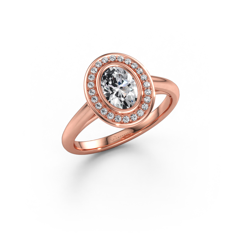 Immagine di Anello di fidanzamento Noud 1 OVL 585 oro rosa Diamante lab grown 0.82 crt