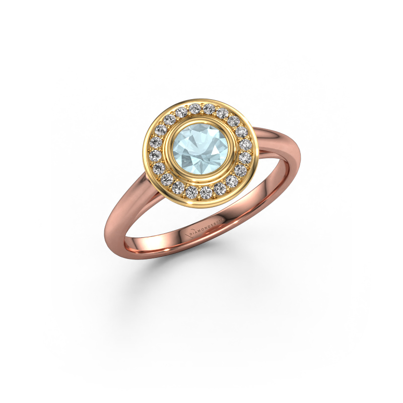 Bild von Verlobungsring Noud 1 RND 585 Roségold Aquamarin 4.7 mm