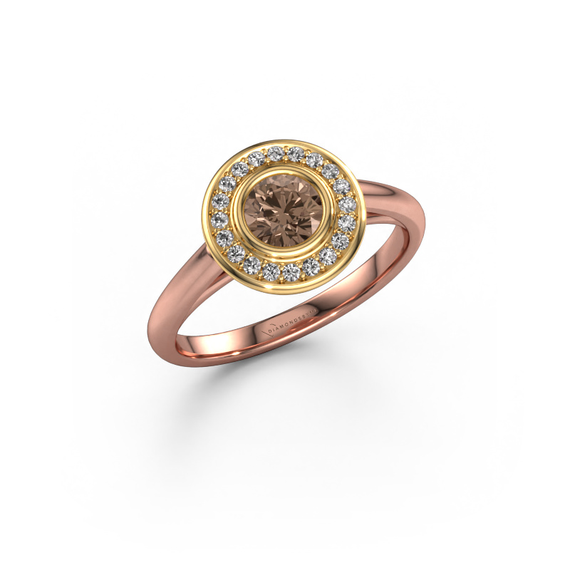 Image of Promise ring Noud 1 RND 585 rose gold Brown diamond 0.534 crt