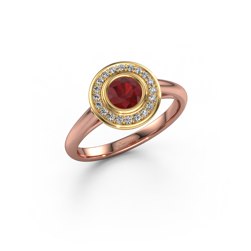 Image of Promise ring Noud 1 RND 585 rose gold Ruby 4.7 mm