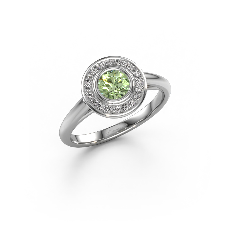 Image of Promise ring Noud 1 RND 950 platinum Green lab grown diamond 4.7 mm