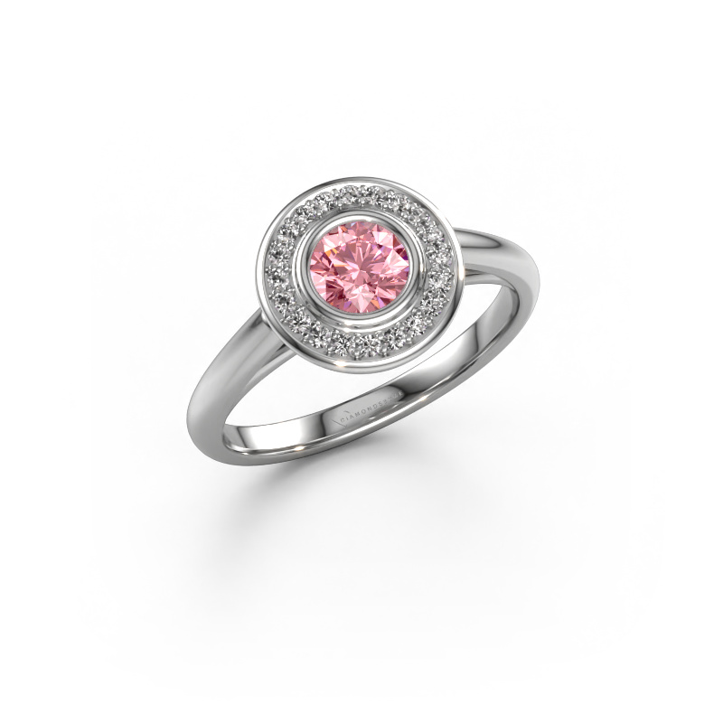 Image of Promise ring Noud 1 RND 950 platinum Pink lab grown diamond 4.7 mm