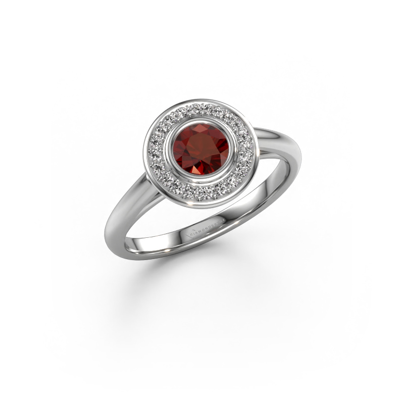 Image of Promise ring Noud 1 RND 950 platinum Garnet 4.7 mm