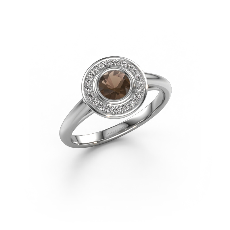Image of Promise ring Noud 1 RND 950 platinum Smokey quartz 4.7 mm