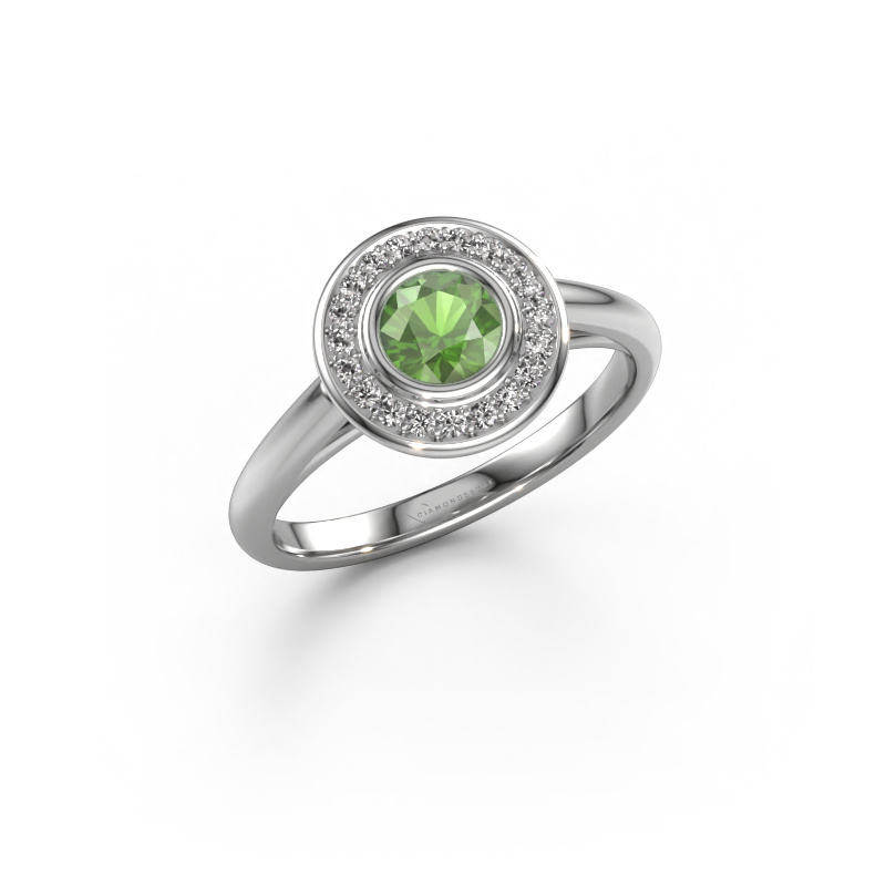 Image of Promise ring Noud 1 RND 950 platinum Tourmaline green 4.7 mm