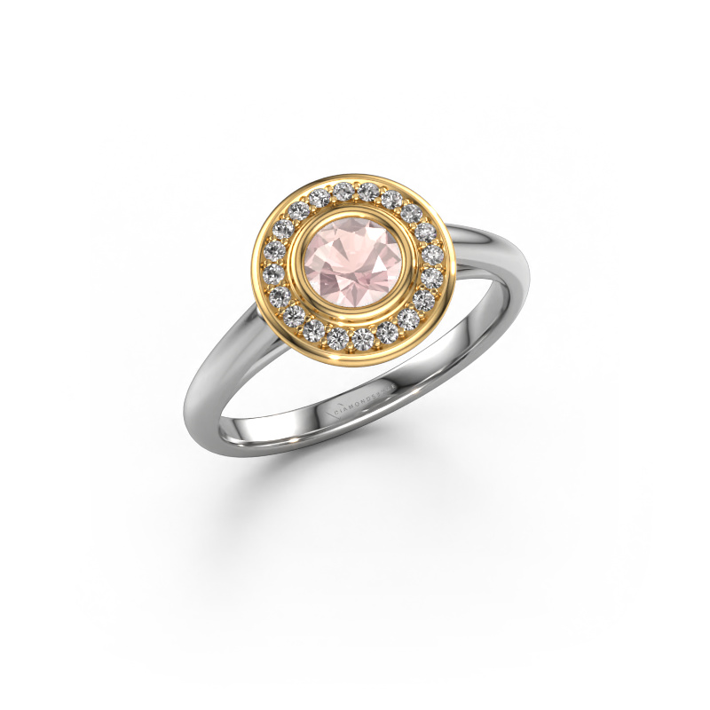 Image of Promise ring Noud 1 RND 585 white gold Morganite champagne 4.7 mm