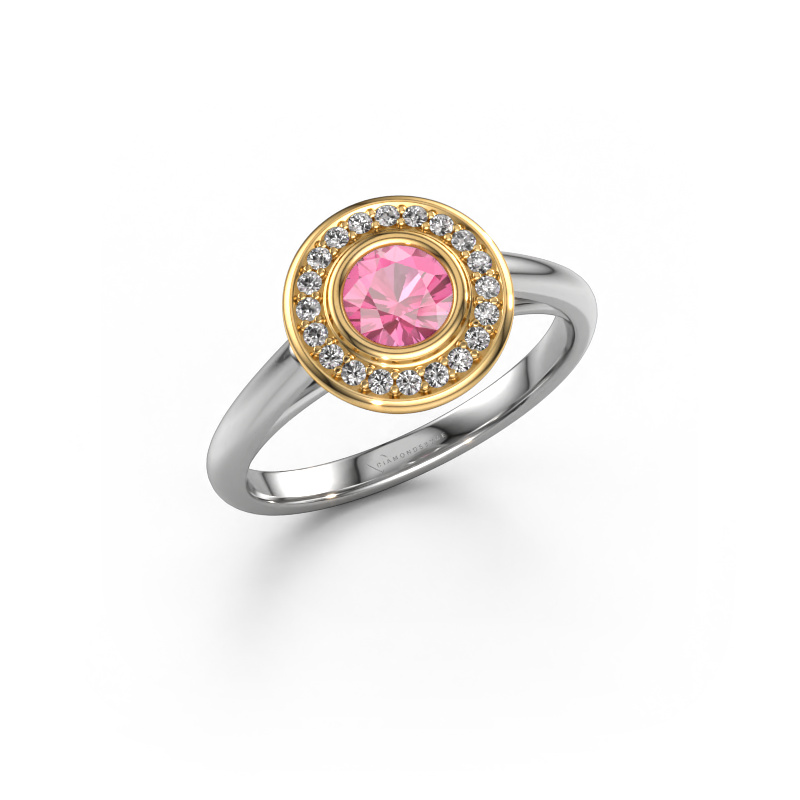 Afbeelding van Promise ring Noud 1 RND 585 witgoud Roze saffier 4.7 mm