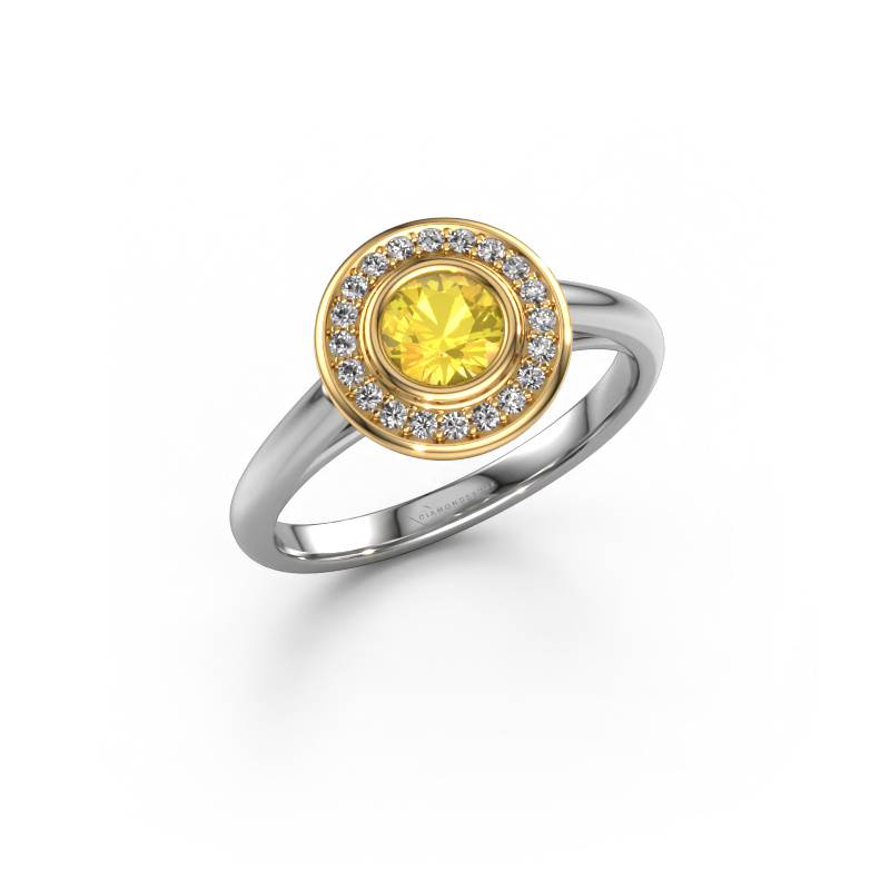 Image of Promise ring Noud 1 RND 585 white gold Yellow sapphire 4.7 mm