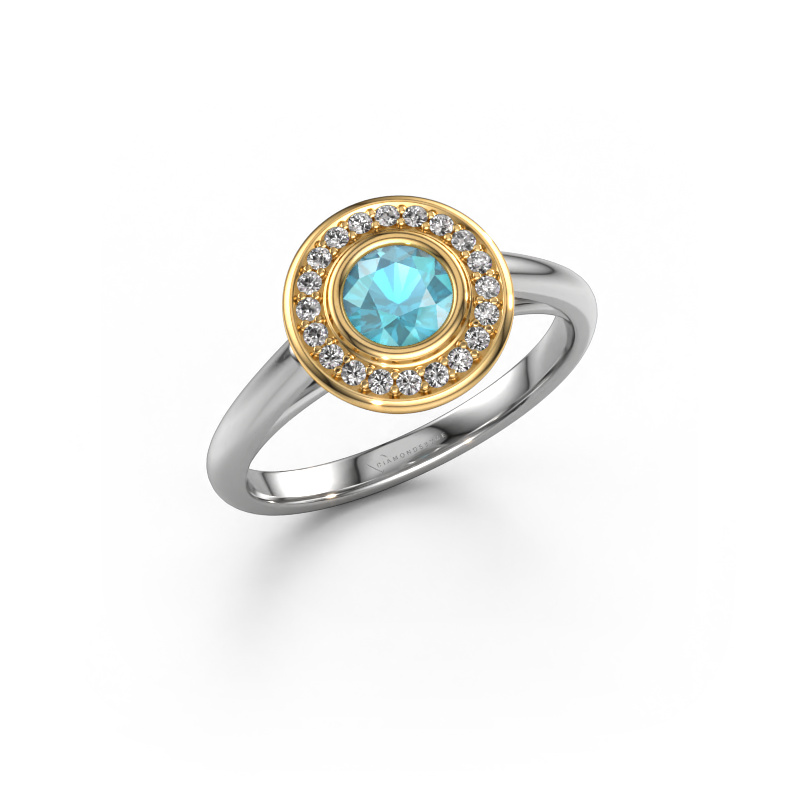 Image de Bague de fiançailles Noud 1 RND 585 or blanc Topaze bleue 4.7 mm